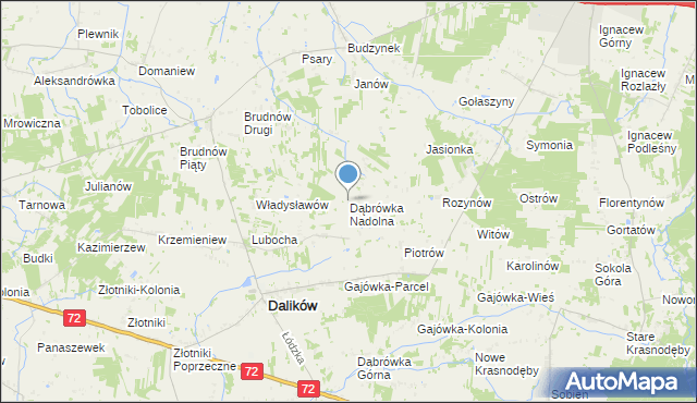 mapa Dąbrówka Nadolna, Dąbrówka Nadolna na mapie Targeo